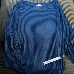 Caslon Blue Striped Long Sleeve Top